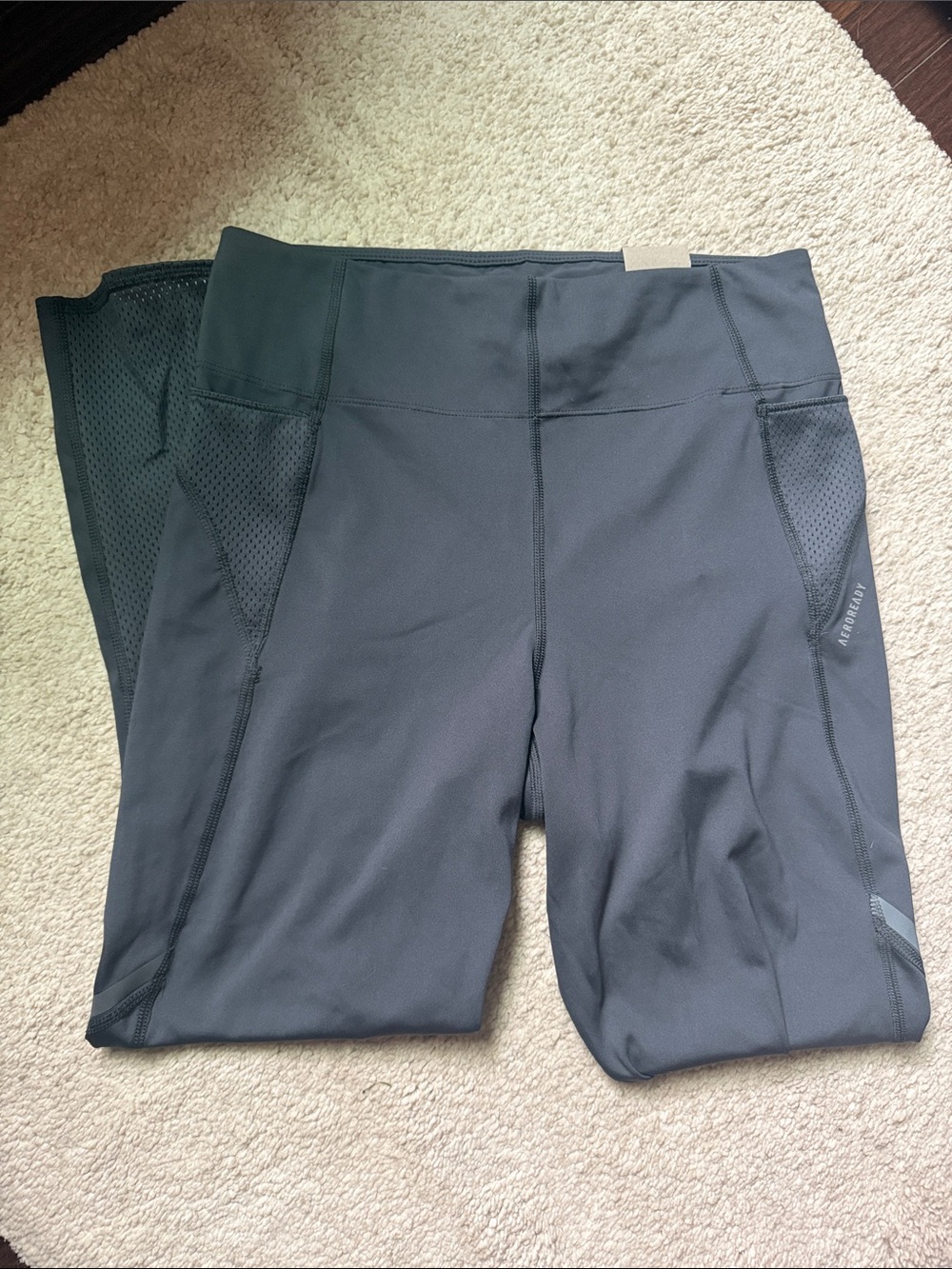 adidas Dark Gray Mesh-Panel Leggings
